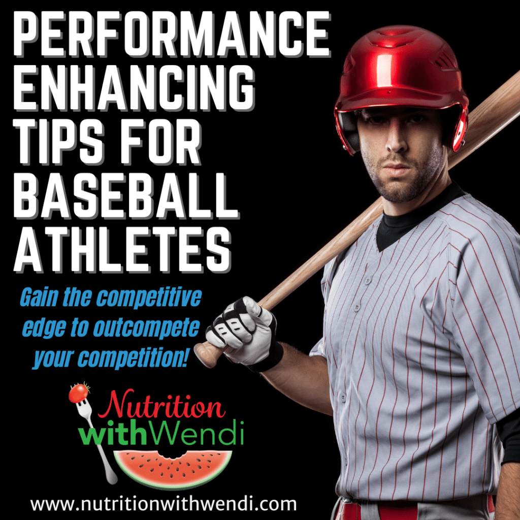 Performance nutrition tips for baseball athletes to gain strength, power, speed, and improve performance!